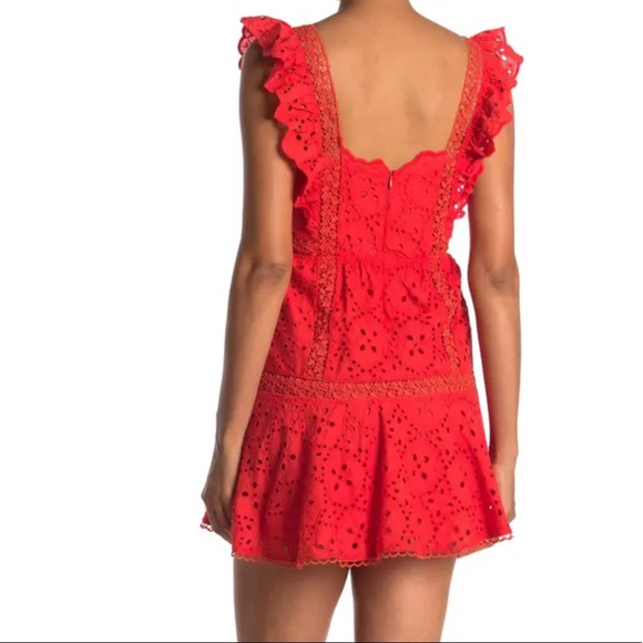 NWT Betsey Johnson Red Lace Mini Dress Size 10 - Picture 2 of 8